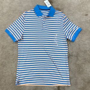NWT Peach and blue striped polo men’s small